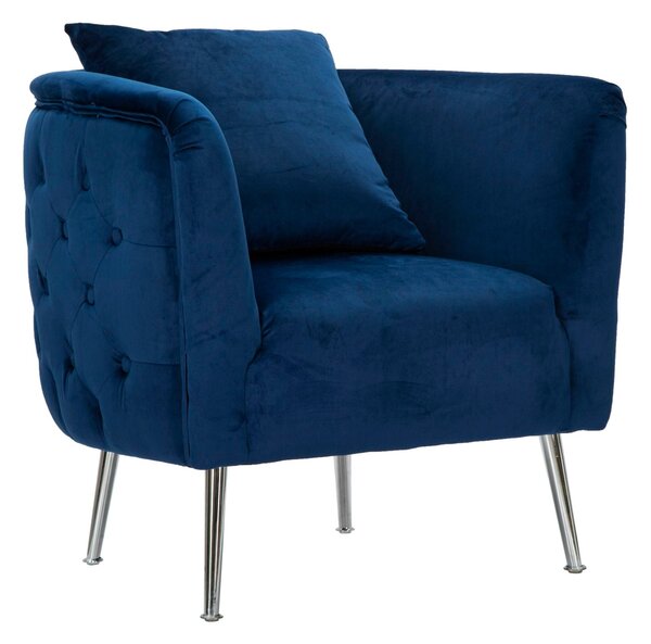 Poltrona Bucarest Blu Elettrico 76x74x73 cm in Playwood Spugna Tessuto e Metallo Blue e Oro