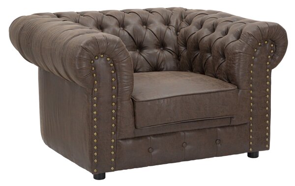 Poltrona Loft New 119x97x71 cm Legno e Metallo e Spugna e Tessuto Marrone