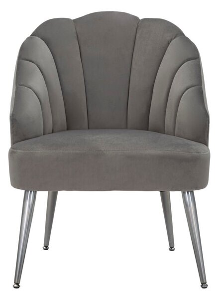 Poltrona Shell Grigia 65x69x84 cm in Legno Spugna Poliestere e Acciaio Grigio