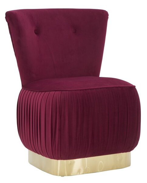 Poltrona Lady Bordeaux 60x55x79 cm in Legno e Spugna e in Ferro e Poliestere Bordeaux e Oro