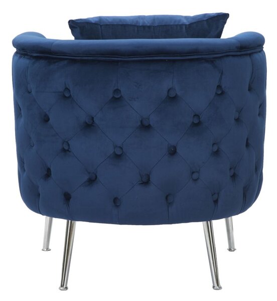 Poltrona Bucarest Blu Elettrico 76x74x73 cm in Playwood Spugna Tessuto e Metallo Blue e Oro