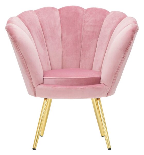 Poltrona Vienna Rosa 85x70x88 cm Spugna e Tessuto e Metallo Rosa e Oro