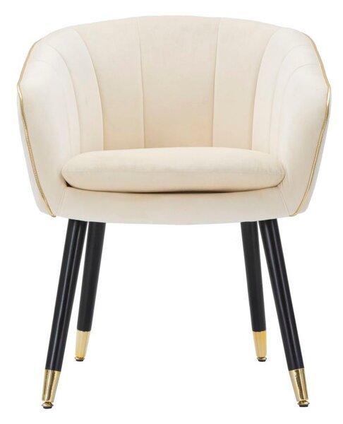 Poltrona Paris 62x58x78 cm in Legno Spugna Metallo e Poliestere Crema e Oro