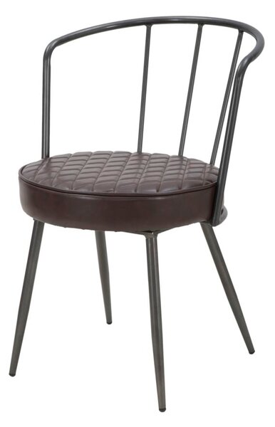Poltrona Iron Line 52x58x75 cm in Ferro e Spugna e PU Marrone e Grigio