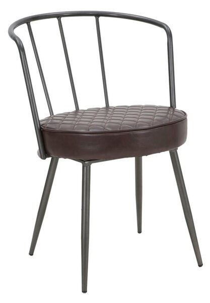 Poltrona Iron Line 52x58x75 cm in Ferro e Spugna e PU Marrone e Grigio