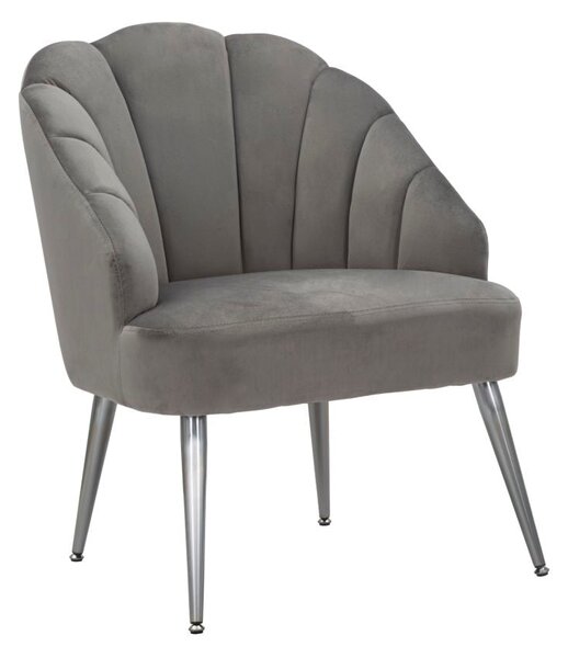 Poltrona Shell Grigia 65x69x84 cm in Legno Spugna Poliestere e Acciaio Grigio