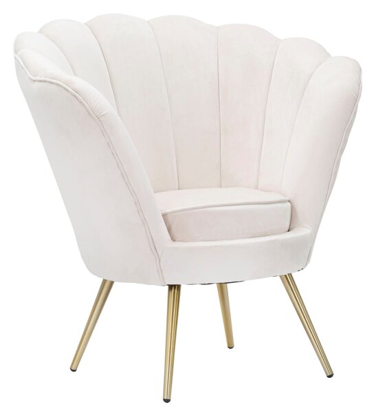 Poltrona Vienna Crema 85x76x88 cm Spugna e Tessuto e Metallo Bianco e Oro