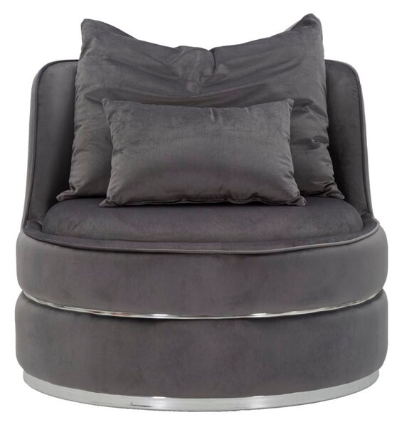 Poltrona Paris Space Grigio/Argento Ø84x72 cm in Legno e Spugna Grigio
