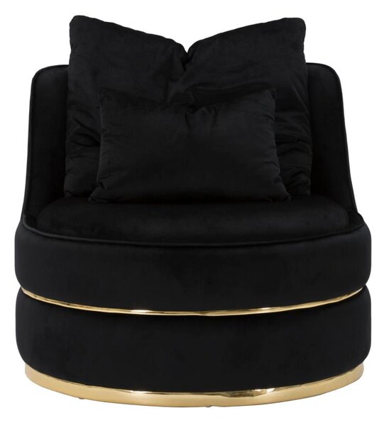 Poltrona Paris Space Nero/Oro Ø84x72 cm in Legno e Spugna Nero e Oro