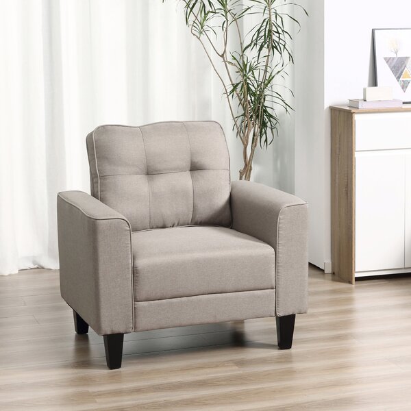 Poltrona 90x72x91 cm in Tessuto Effetto Lino Beige