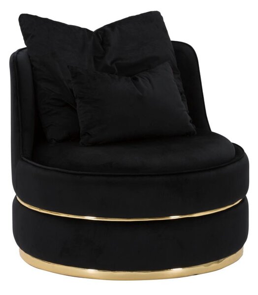 Poltrona Paris Space Nero/Oro Ø84x72 cm in Legno e Spugna Nero e Oro