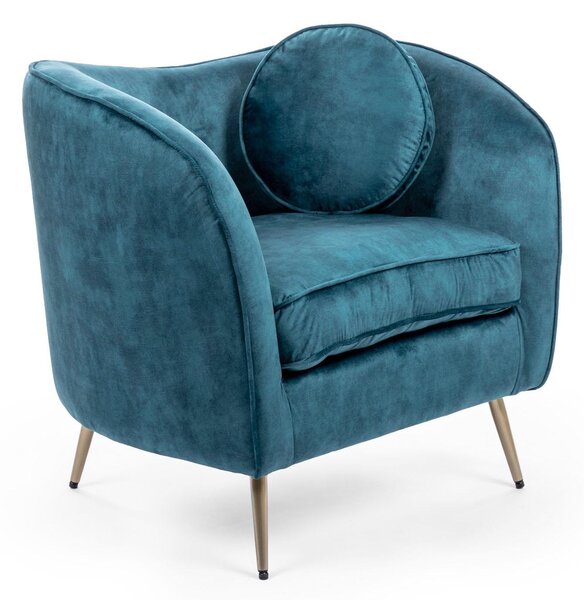 Poltrona 91x78x65 cm in Velluto Ottanio