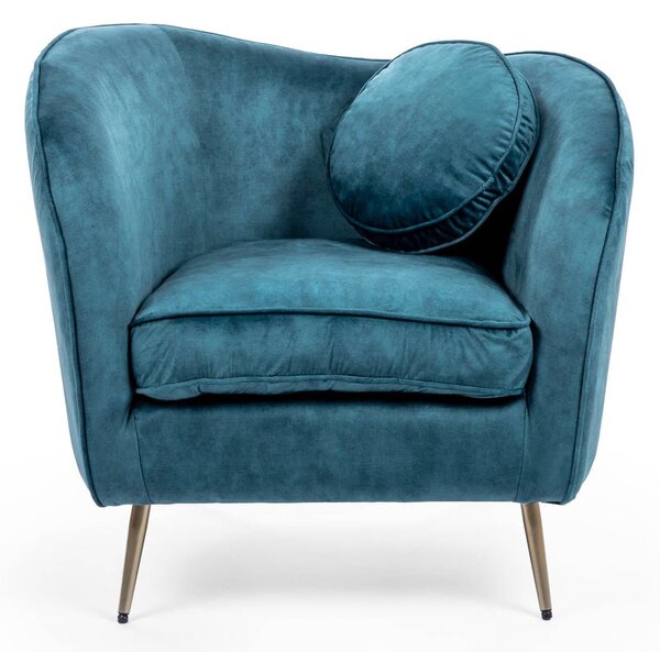 Poltrona 91x78x65 cm in Velluto Ottanio