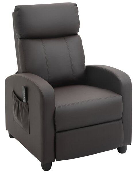 Poltrona Relax Massaggiante 68x88x98 cm con Telecomando in Similpelle Marrone