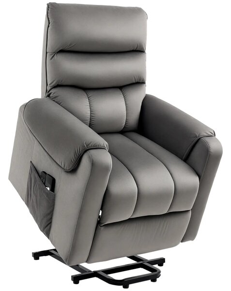 Poltrona Alzapersona Elettrica 1 Motore 79x97x103 cm in Poliestere Effetto Velluto Grigio Scuro