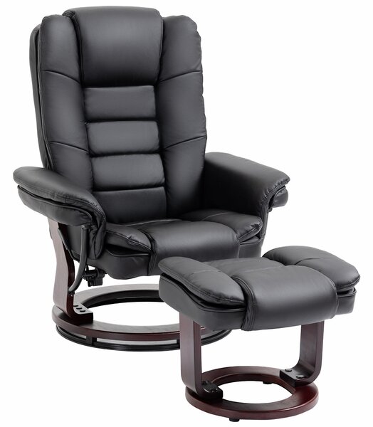 Poltrona Relax Reclinabile Manuale 79x80x102 cm con Poggiapiedi in Similpelle Nera