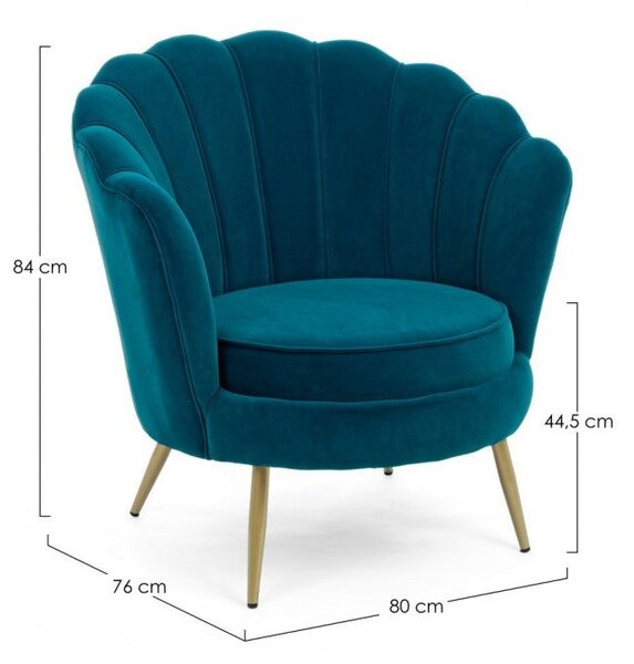 Poltrona Giliola in Tessuto effetto Velluto Blu