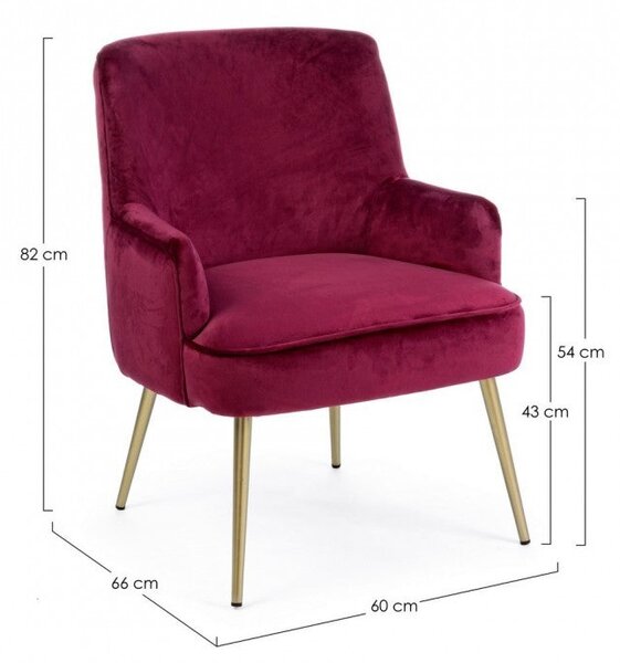 Poltrona Clelia in Tessuto effetto Velluto Vino