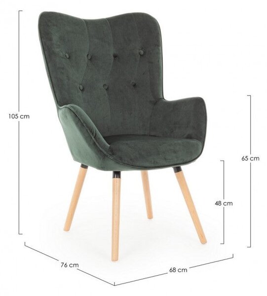 Poltrona Juliet Velvet Verde Bosco in Velluto Verde