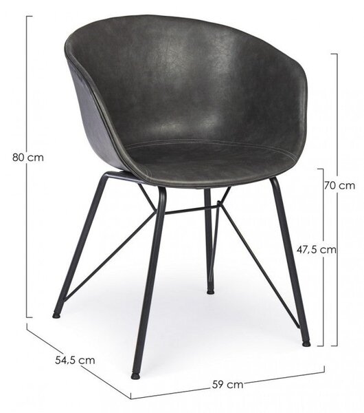 Sedia Warhol Antracite Vintage in Similpelle Antracite