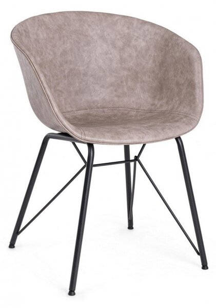 Sedia Warhol Nero Beige Vintage in Similpelle Beige