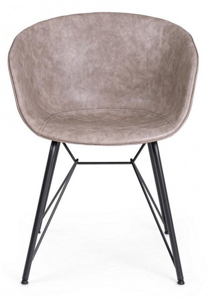 Sedia Warhol Nero Beige Vintage in Similpelle Beige
