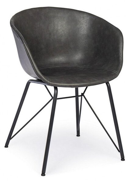 Sedia Warhol Antracite Vintage in Similpelle Antracite