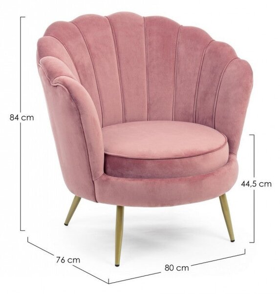 Poltrona Giliola in Tessuto effetto Velluto Rosa
