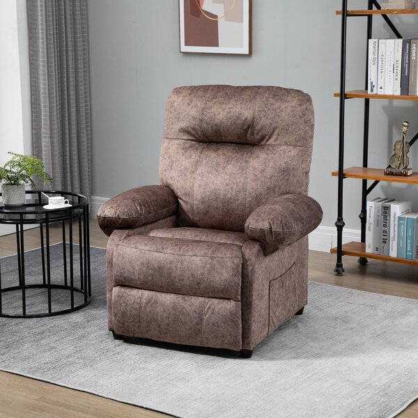 Poltrona Relax Manuale Reclinabile con Poggiapiedi Estraibile Marrone Chiaro