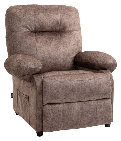 Poltrona Relax Manuale Reclinabile con Poggiapiedi Estraibile Marrone Chiaro
