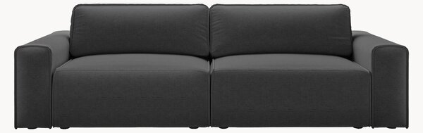 Divano letto 3 posti in ciniglia con contenitore Victor, larg. 246 cm