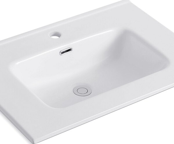 KAMALU - Lavabo da incasso 76cm per mobile in ceramica bianca |Litos-K7075