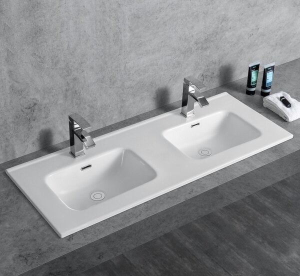 KAMALU - Lavabo incasso 121 cm a doppia vasca | Litos-K7012D