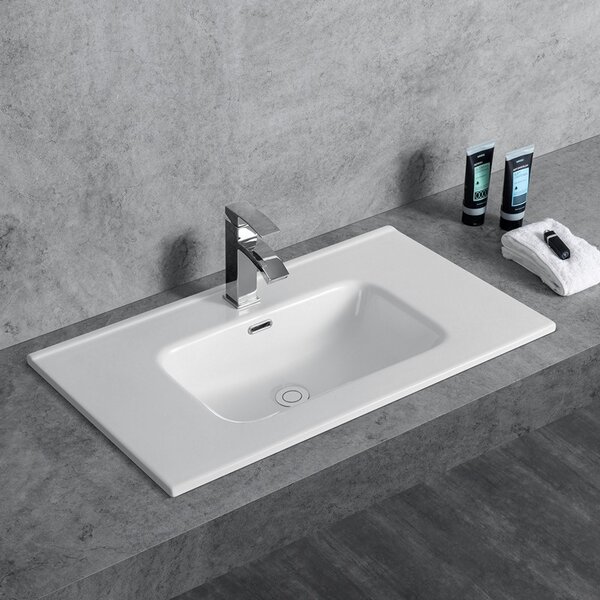 KAMALU - Lavabo da incasso 101cm ceramica bianca | Litos-K7100