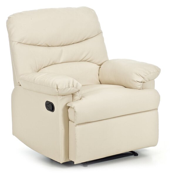Poltrona Relax Reclinabile Manuale Rivestimento in Cuoio Color Crema Diana