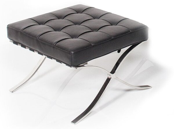 Pouf Barcelona in Acciaio Cromato Rivestimento in Similpelle Nero