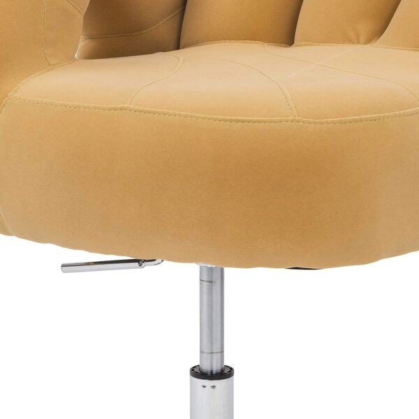 Poltrona Imbottita a Forma di Mano con Alzata a Gas in Microfibra Cinigliata Beige