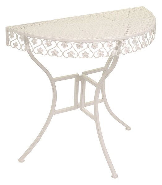 Tavolino in Metallo Mezzaluna 80x36x74cm Letizia Bianco