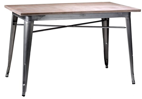 Tavolo Rettangolare in Metallo Top Legno Bristol Silver