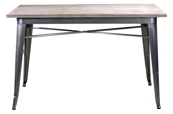 Tavolo Rettangolare in Metallo Top Legno Bristol Silver