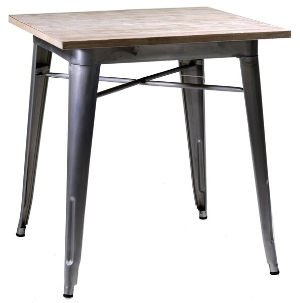 Tavolo Quadrato in Metallo Top Legno Bristol Silver