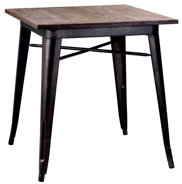 Tavolo Quadrato in Metallo Top in Legno Bristol Marrone