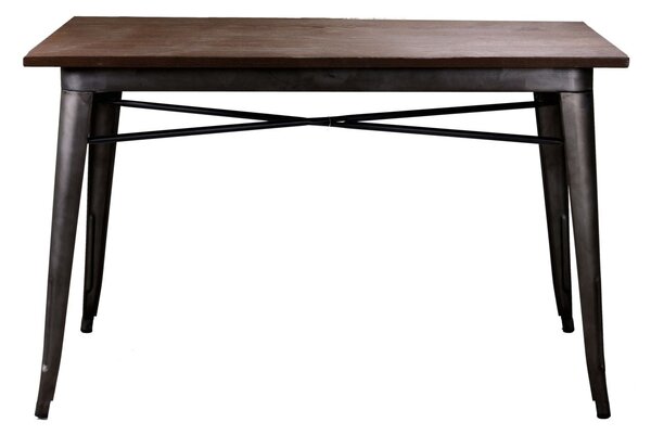 Tavolo Rettangolare in Metallo Top Legno Bristol Marrone