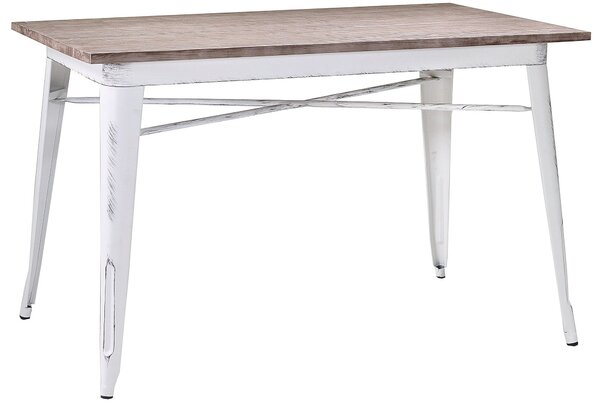 Tavolo Rettangolare in Metallo Top Legno Bristol Bianco Antico