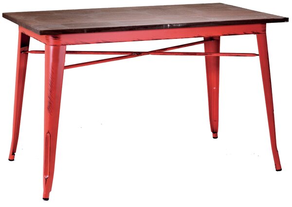 Tavolo Rettangolare in Metallo Top Legno Bristol Rosso