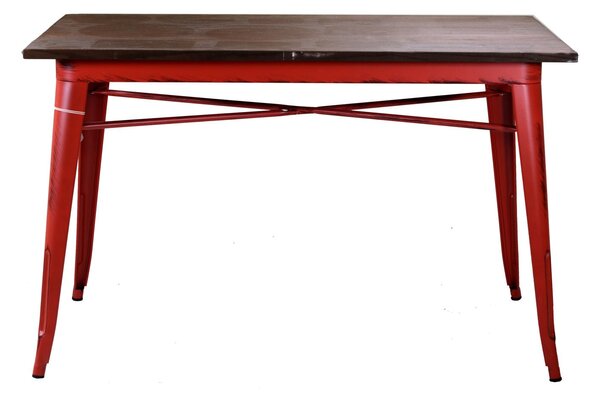 Tavolo Rettangolare in Metallo Top in Legno Bristol Rosso