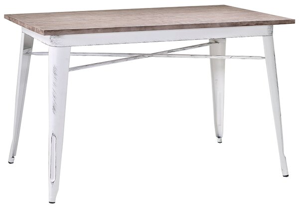 Tavolo Rettangolare in Metallo Top in Legno Bristol Bianco Antico