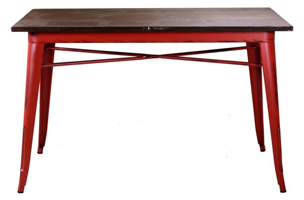 Tavolo Rettangolare in Metallo Top Legno Bristol Rosso