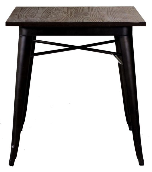 Tavolo Quadrato in Metallo Top in Legno Bristol Marrone