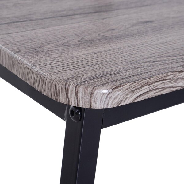 Set da Pranzo Tavolo e 4 Sedie in Acciaio e Legno Grigio